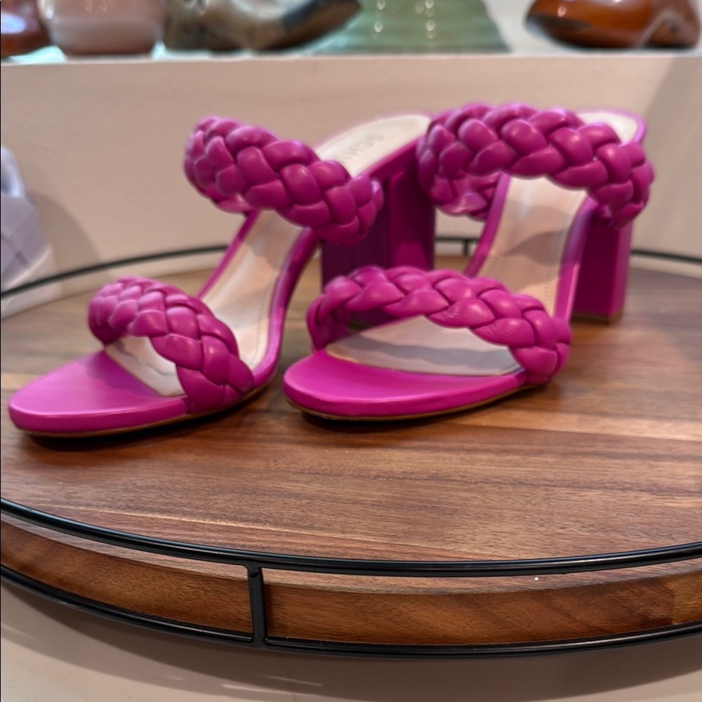 SCHUTZ Pink Braided Heeled Sandals